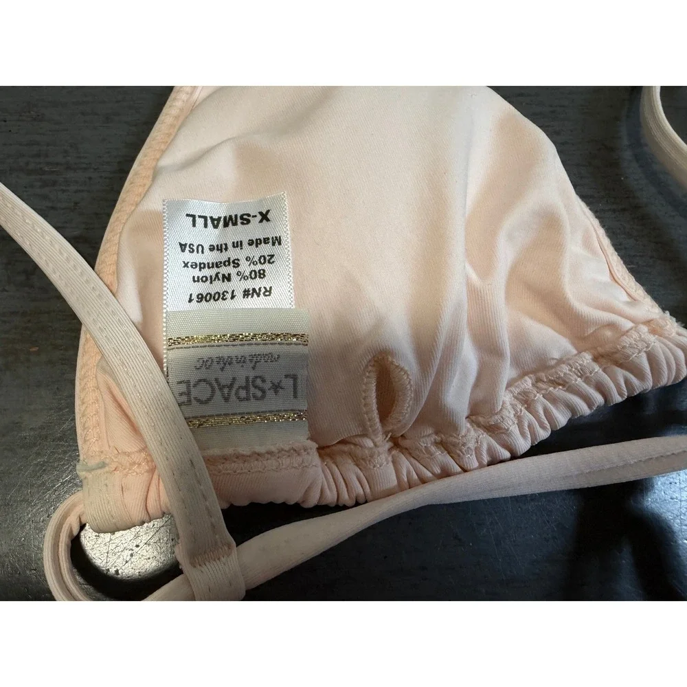 L*Space Peach Triangle Bikini Top Halter String Swimwear XS NWOT